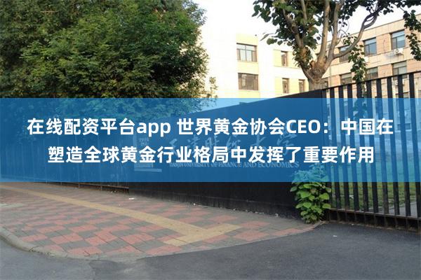 在线配资平台app 世界黄金协会CEO：中国在塑造全球黄金行业格局中发挥了重要作用