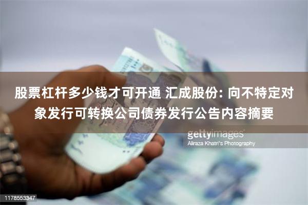 股票杠杆多少钱才可开通 汇成股份: 向不特定对象发行可转换公司债券发行公告内容摘要