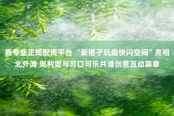 最专业正规配资平台 “新搭子玩趣快闪空间”亮相北外滩 奥利奥与可口可乐共谱创意互动篇章