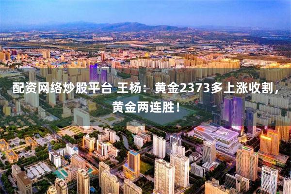 配资网络炒股平台 王杨：黄金2373多上涨收割，黄金两连胜！