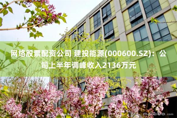 网络股票配资公司 建投能源(000600.SZ)：公司上半年调峰收入2136万元