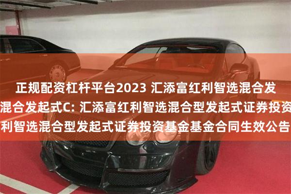 正规配资杠杆平台2023 汇添富红利智选混合发起式A,汇添富红利智选混合发起式C: 汇添富红利智选混合型发起式证券投资基金基金合同生效公告