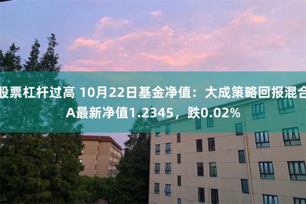 股票杠杆过高 10月22日基金净值：大成策略回报混合A最新净值1.2345，跌0.02%