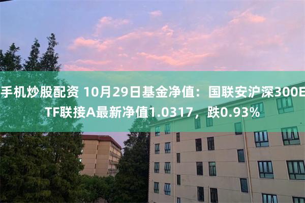 手机炒股配资 10月29日基金净值：国联安沪深300ETF联接A最新净值1.0317，跌0.93%